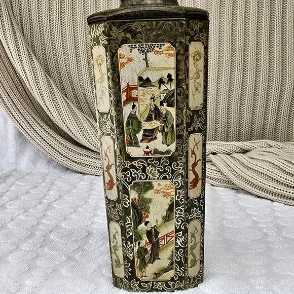 Rare Huntley & Palmers 10" Asian Vase Biscuit Tin 1928 Vintage - Picture 6 of 16